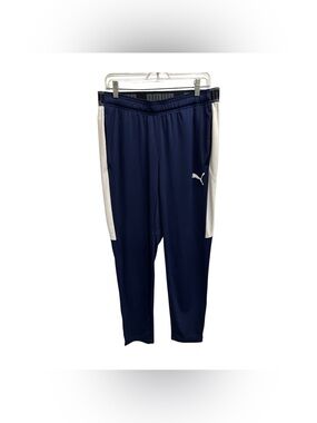 Puma Navy Blue Joggers with White Side Panels Size L